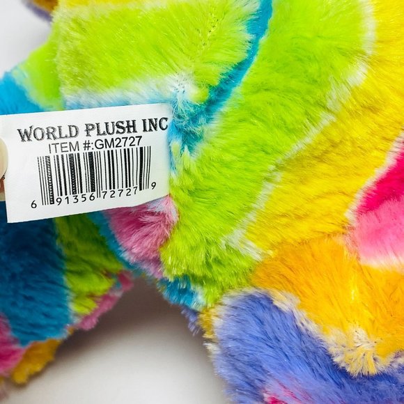 Elephant Soft Cuddly Plush Toy in Rainbow Colors by World Plush - Picture 8 of 8